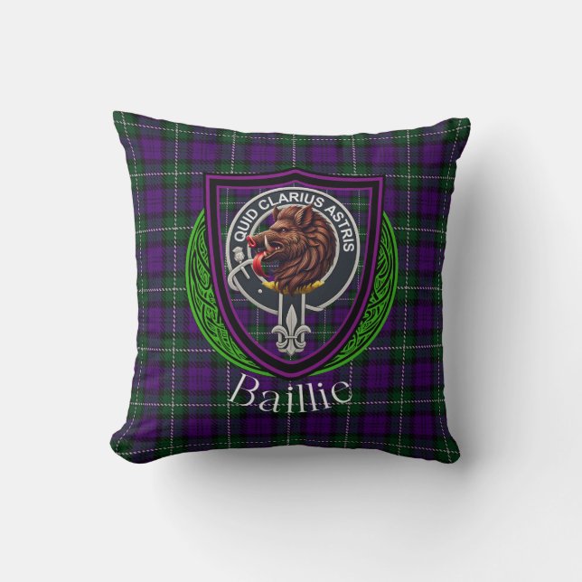 Baillie skotska klan tartan & vapen kudde (Framsida)
