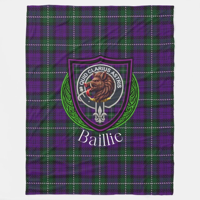 Baillie skotska klan tartan vapensköld fleecefilt (Framsidan)