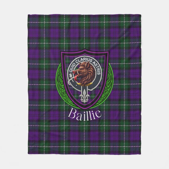 Baillie skotska klan tartan vapensköld fleecefilt (Framsidan)