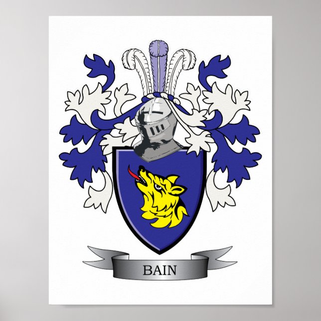 Bain Family Crest Jackar av Arm Poster (Framsidan)