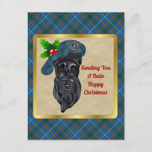 Bain Klan Badge & Tartan jul Vykort