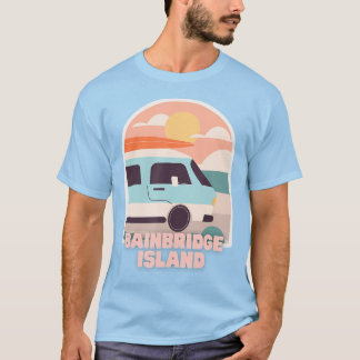 Bainbridge Island Beach Retro Pastel Färg Sol Su T Shirt