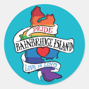 Bainbridge Island LGBT Pride Stickers Runt Klistermärke