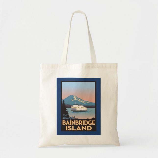 Bainbridge Island Retro-format Poster Art Tote Tygkasse (Framsidan)