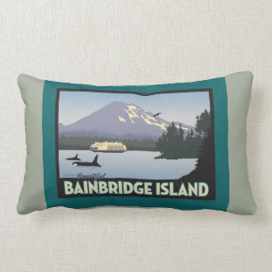 Bainbridges ön Retrostilerad Poster Art Lumbarkudde