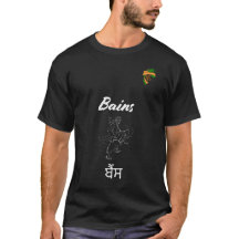 "Bains Legacy: Punjabi Script T-Shirt with Logotyp