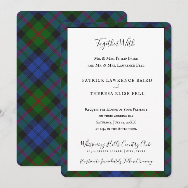 Baird Dress Klan Tartan Scottish Play Inbjudningar (Fram/baksida)