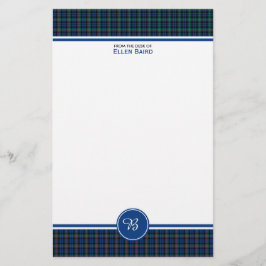 Baird Family Tartan Blue och Grönt Play Monogram Brevpapper