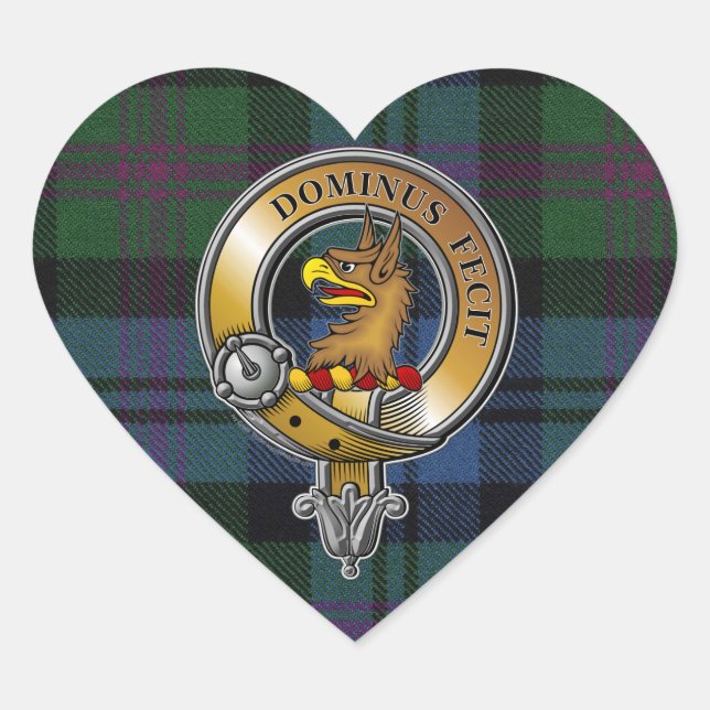 Baird Tartan & Badge Hjärtformat Klistermärke (Framsida)
