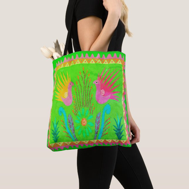 Baja Birds Vintage Tote Bag Tygkasse (Närbild)