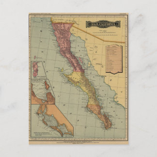 Baja California Antique Karta Vykort