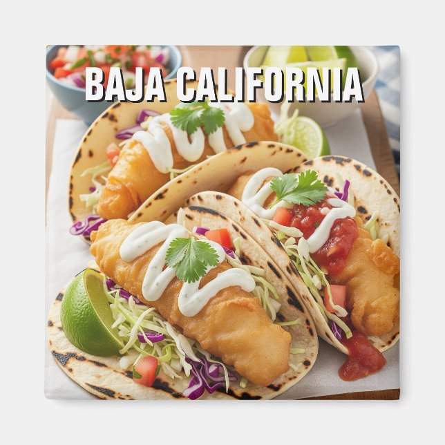 Baja California Mexico Fish Tacos Magnet (Framsidan)