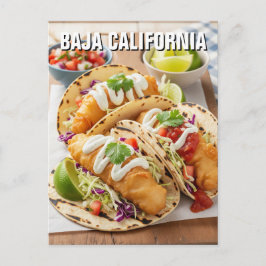 Baja California Mexico Fish Tacos Vykort