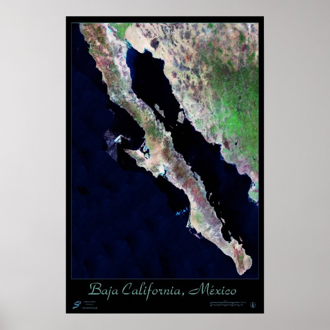 Baja California, Mexiko  satellitposter Poster (Framsidan)