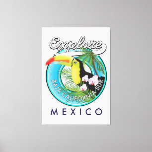 Baja California Sur Mexico retro logotyp Canvastryck