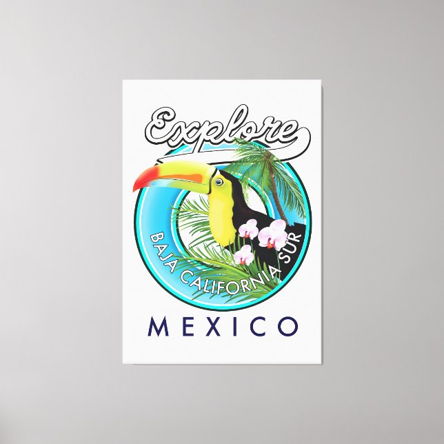 Baja California Sur Mexico retro logotyp Canvastryck (Framsida)