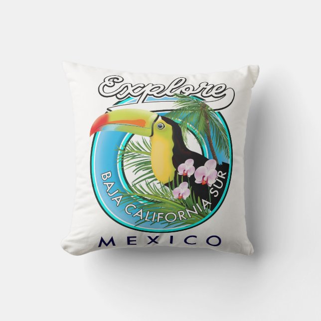 Baja California Sur Mexico retro logotyp Kudde (Framsida)