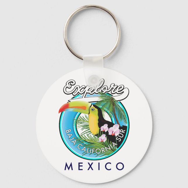 Baja California Sur Mexico retro logotyp Nyckelring (Framsida)