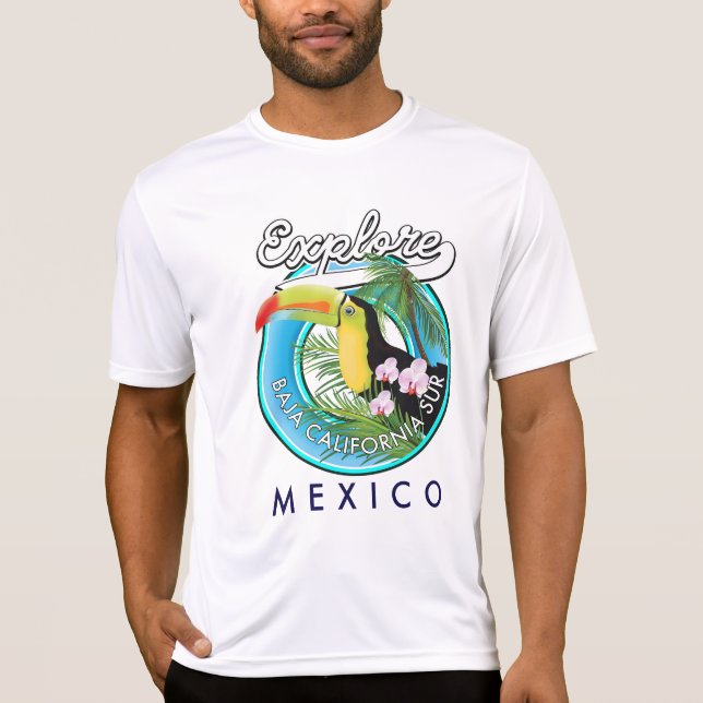 Baja California Sur Mexico retro logotyp T Shirt (Framsida)
