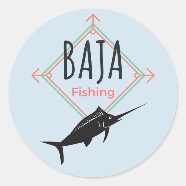 Baja Fishing Badge Runt Klistermärke (Framsida)