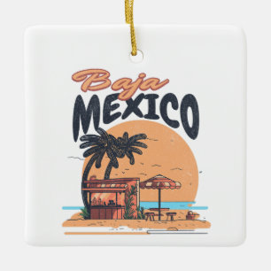 Baja Mexiko Seaside Pub Distress Julgransprydnad Keramik