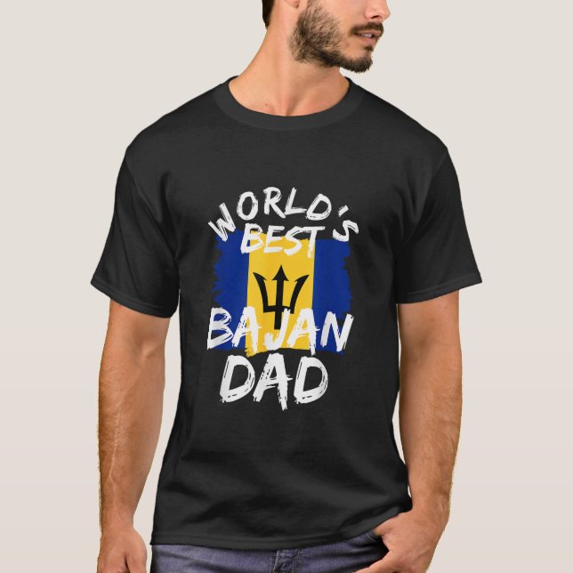 Bajan Pappa World best Far från Barbados Island T Shirt (Framsida)