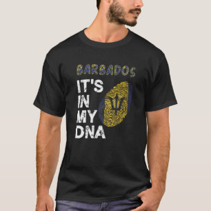 Bajan Roots det är i min Dna Fingerprint Flagga Ba T Shirt