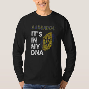Bajan Roots det är i min Dna Fingerprint Flagga Ba T Shirt