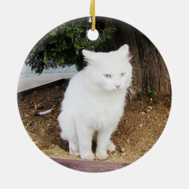 Bajande katt julgransprydnad keramik (Baksidan)