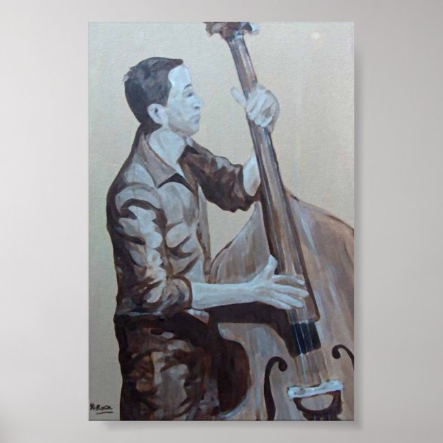 Bajista Hombre Original Oils Artwork Impressiones Poster (Framsidan)