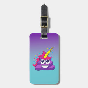 Bajs Emoji för blått- & lilaOmbre Unicorn Bagagebricka