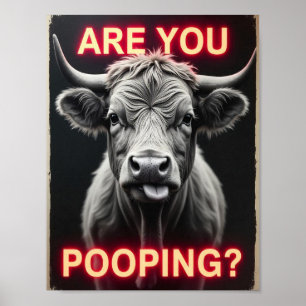 Bajsar du? Rolig Highlandko, Konst Ko Poster