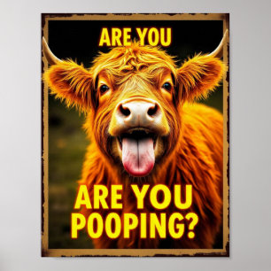 Bajsar du? Rolig Highlandko, Konstverk med ko Poster