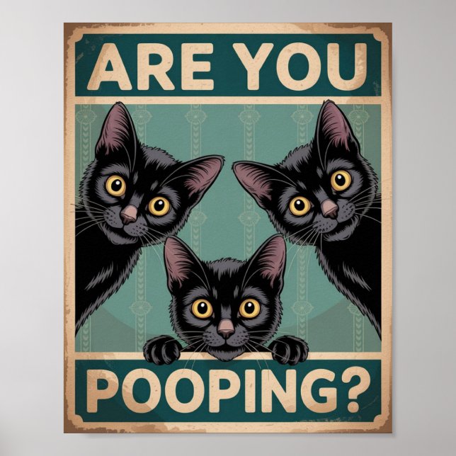 "Bajsar du?" Roliga svarta katter Poster (Framsidan)