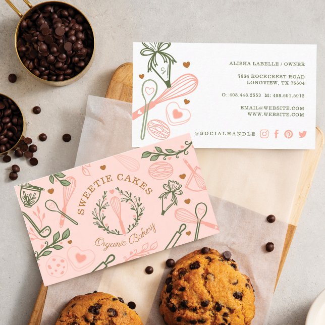 Bak & Matredskap Cookie Bakaffär Visitkort (Baking & Cooking Utensil Cookie Bakery Business Card)