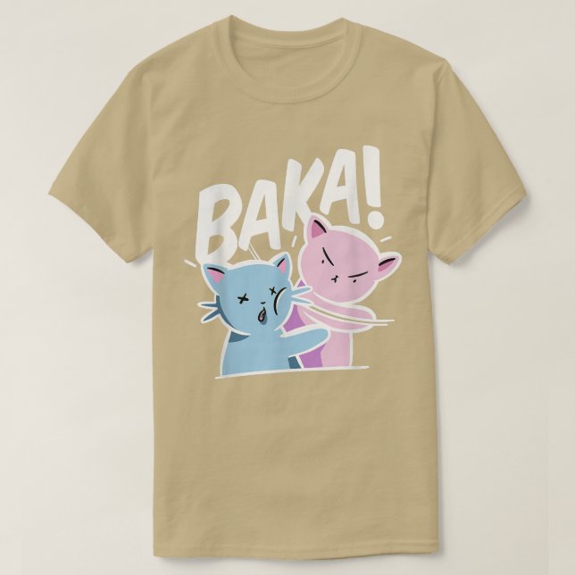 Baka Anime Cat Slap Baka Japansk katt  T Shirt (Design framsida)