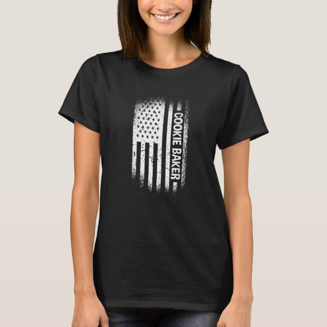 Baka Cookie Bagare Usa Flagga Cookie T Shirt (Framsida)