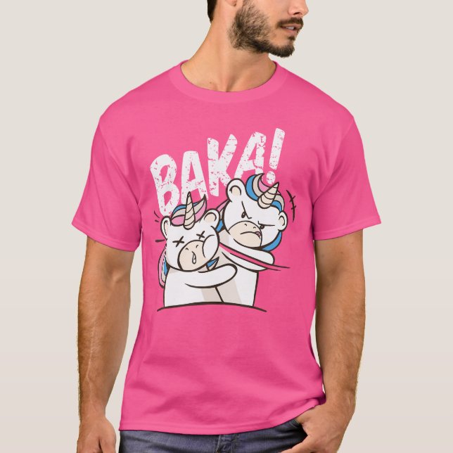 Baka Idiot Funny Japanska Unicorns T Shirt (Framsida)