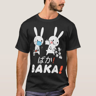 Baka Idiot Funny Kanin Anime Japon med mask och ti T Shirt