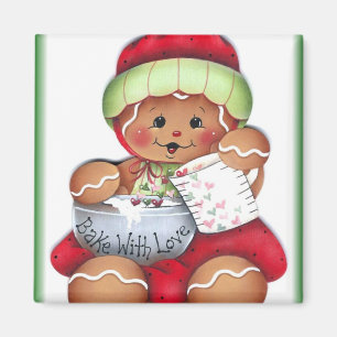 Baka med kärlekpepparkakan magnet