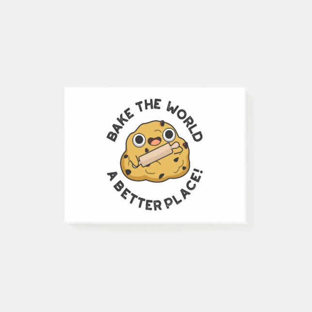Baka Världen En Bättre Plats Söt Bakning Puns Post-it Block (Framsida)