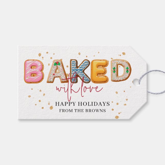 Bakad med Kärlek Cookie Exchange-Märkre Presentetikett (Framsidan (Horisontell))