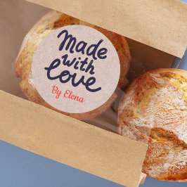 Bakad med kärlek Hantverks Papper Runt Klistermärke