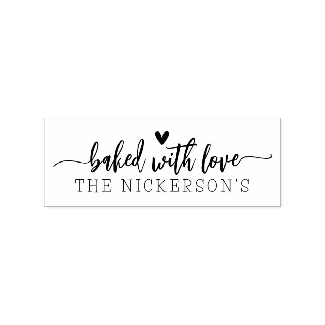 Bakad med Kärlek Heart handskriven Stämpel (Tryck)