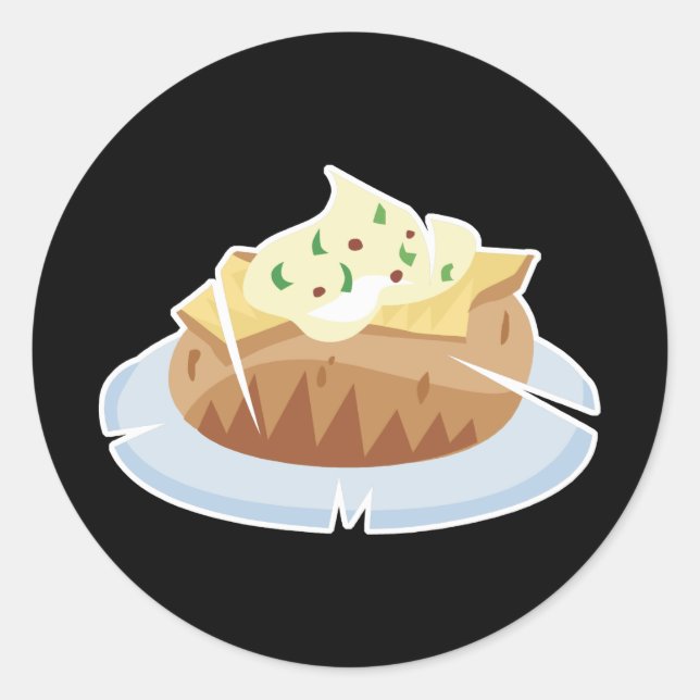 bakad potatis runt klistermärke (Framsida)