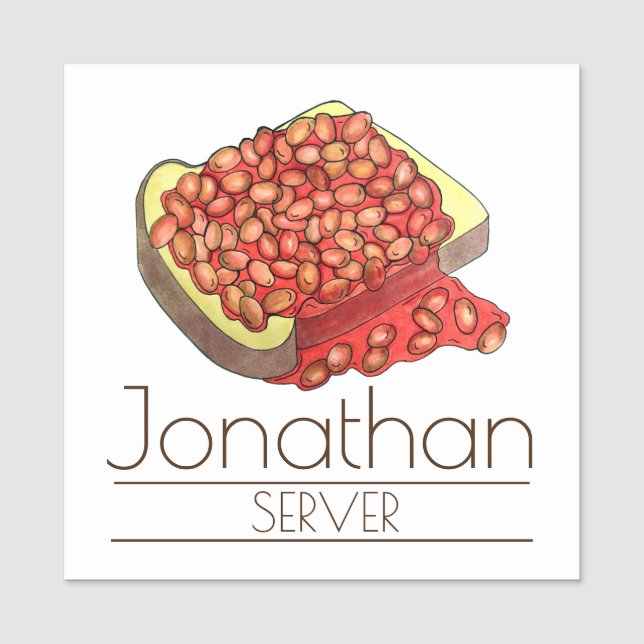 Bakade bönor på Toast UK British Cuisine Food Namnbricka (Framsida)