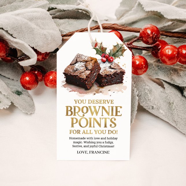 Bakade Brownies Jul Helg Gott Gods Presentetikett (Skapare uppladdad)