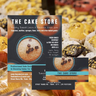 Bakade Muffinsar, cakery, cake Store-reklam Flygblad