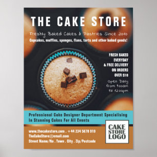 Bakade Muffinsar, cakery, cake Store-reklam Poster