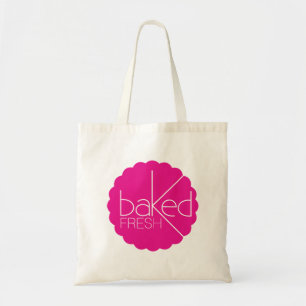 Bakade nya logotypbagare hänger lös tygkasse